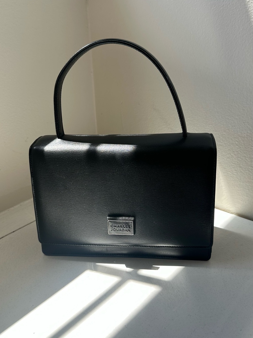 Charles Jourdan Black Structured Leather Satchel
